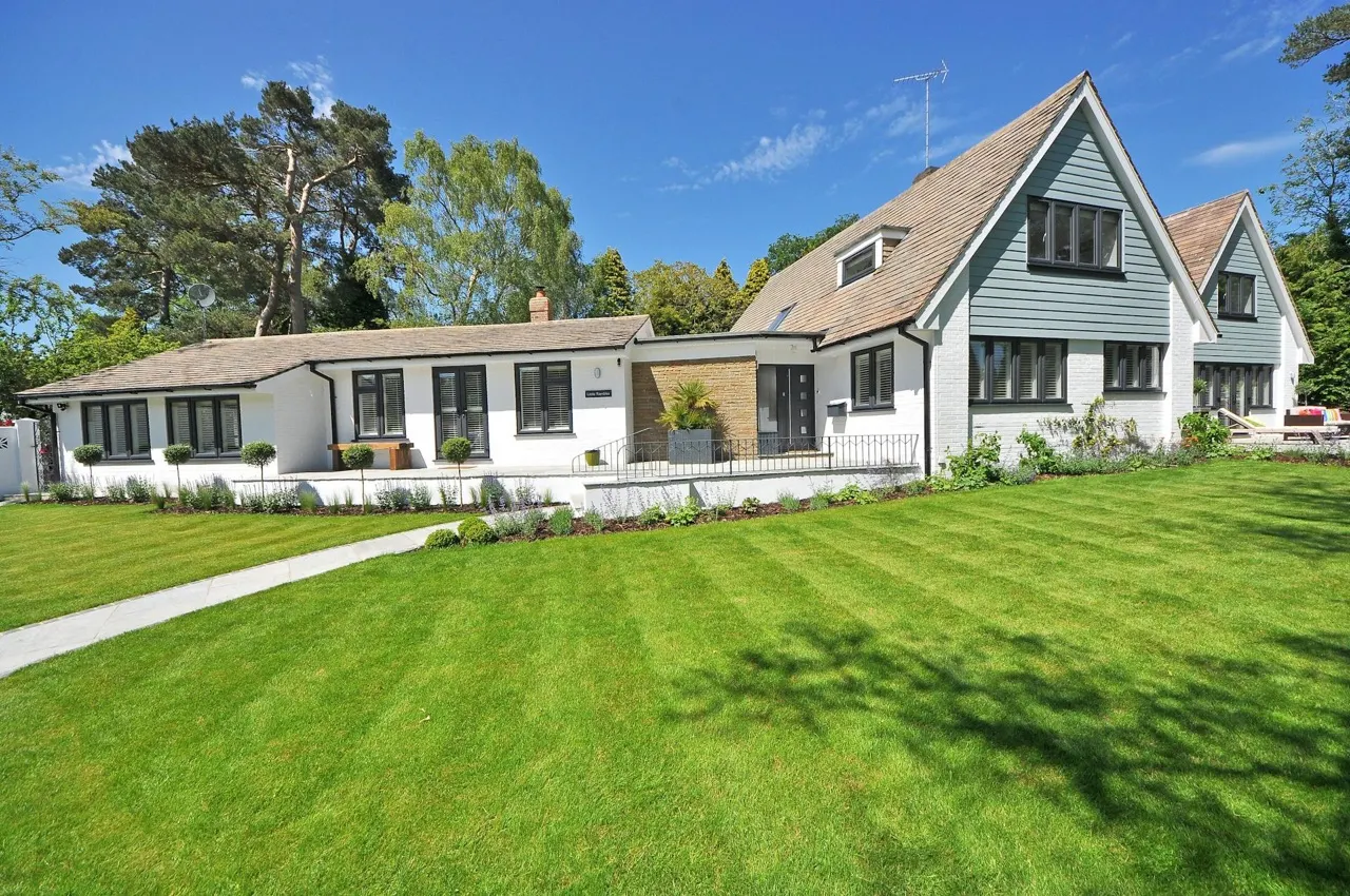 Family home with a fresh lawn